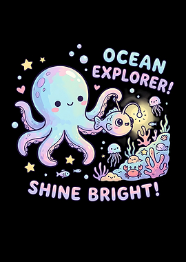Ocean Explorer Cute Cartoon Illustration