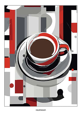 Caffeine Abstract Coffee Cup Art