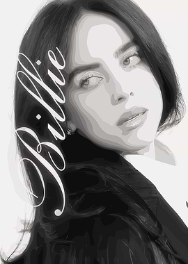 Billie Eilish Portrait in Black and White