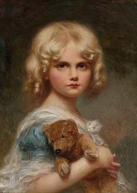 Painting of a Girl with Teddy Bear