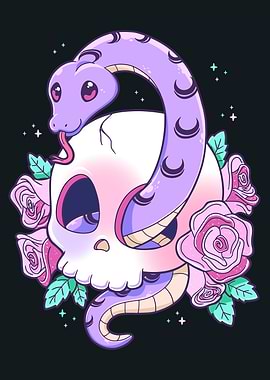 Pastel Goth Snake & Skull