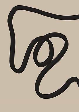 Abstract Black Line Art on Beige