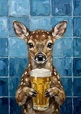 Deer with Beer Painting