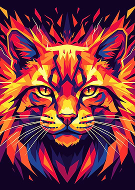 Colorful Geometric Cat Portrait