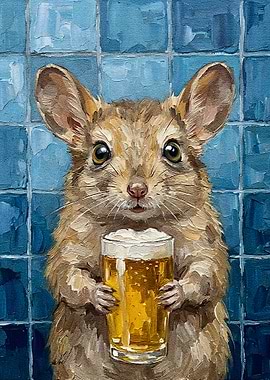 Mouse with Beer Painting
