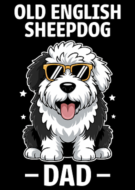 Old English Sheepdog Dad Cartoon