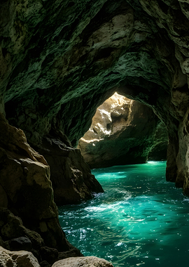 Cave with Turquoise Water