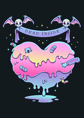 Pastel Goth Dead Inside Heart