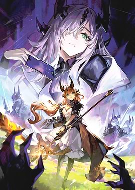 Anime Character with Horns and Staff