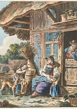 Rural Family Scene Painting