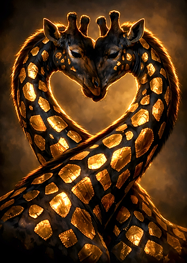 Giraffe Couple - Luxury Animal Wall Art - Romantic Gift Decor