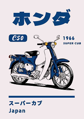 Honda Super Cub C50 1966 Illustration