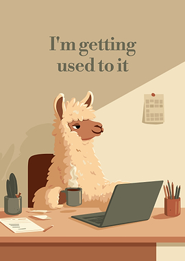 Llama Working From Home Illustration