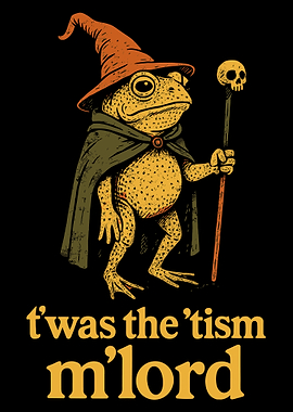 Wizard Frog Poster, Vintage Fantasy Frog Art Print, Funny Wizard Illustration Wall Decor