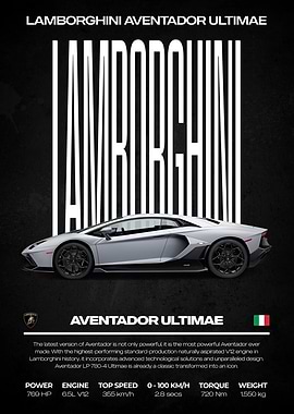 Lamborghini Aventador Ultimae Car Poster