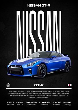 Nissan GT-R Blue Sports Car
