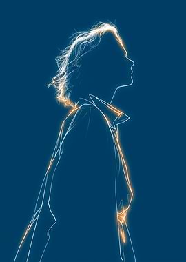 Woman's Silhouette with Glowing Outline