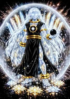 Celestial Being with Orb and Crystals