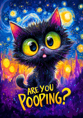 Are You Pooping Starry Night Cat