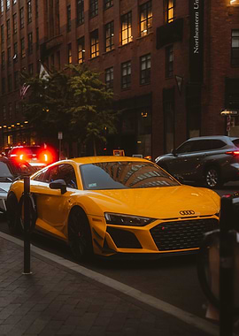 Yellow Audi R8 on City Street