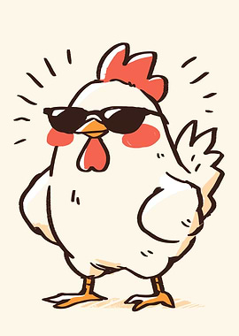 Cool Chicken with Sunglasses Illustration