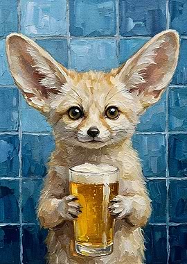 Fennec Fox with Beer Painting