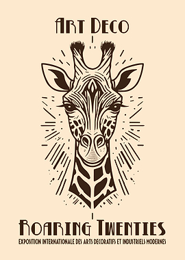 Art Deco Giraffe Roaring Twenties Poster
