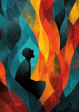 Abstract Silhouette in Emotional Turmoil