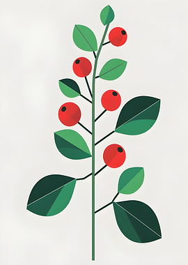 Stylized Berry Branch Illustration
