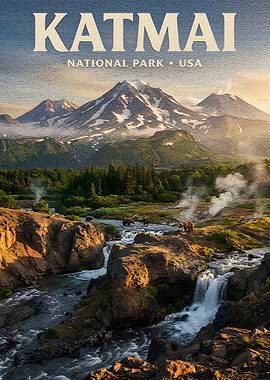 Katmai National Park Travel Poster