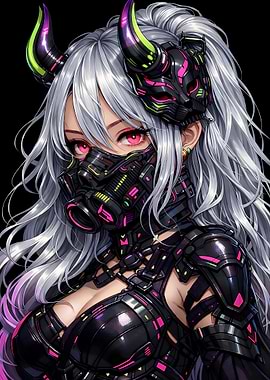 Cyberpunk Anime Girl with Mask