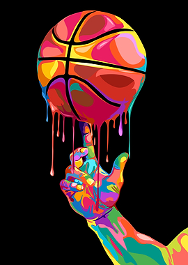 Colorful Basketball Spin Art
