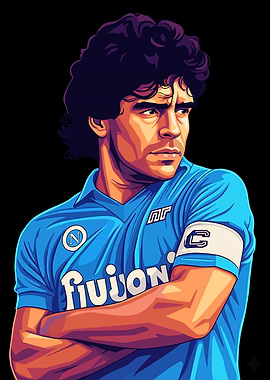 Maradona Portrait in Napoli Jersey