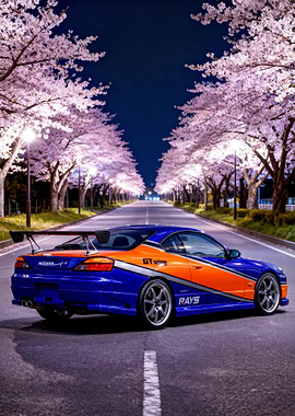 Nissan Silvia S15 Car Cherry Blossoms