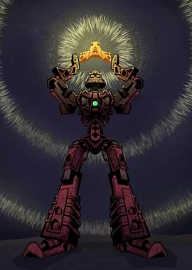 Bionicle Robot Holding Golden Object