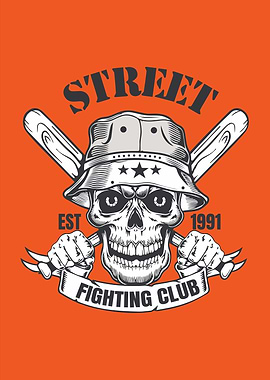 Street Fighting Club Skull Illustration