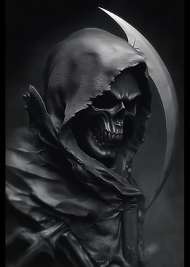 Monochrome Grim Reaper with Scythe