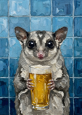 Sugar Glider with Beer Painting