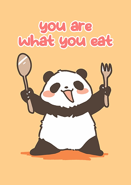 Cute Panda with Spoon and Fork