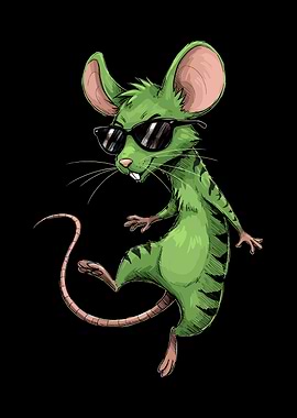 Green Mouse with Sunglasses