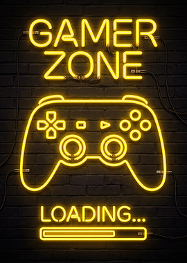 Gamer Zone Neon Sign on Brick