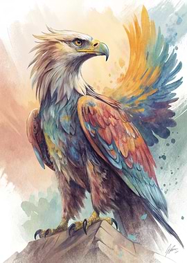Colorful Eagle Watercolor Illustration