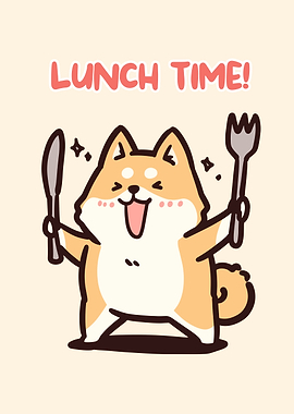 Lunch Time Shiba Inu Cartoon
