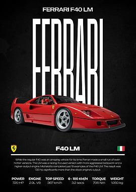 Ferrari F40 LM Car Poster