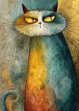 Grumpy Cat Watercolor Illustration