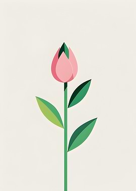 Geometric Pink Tulip Illustration