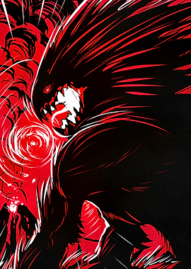 Red and Black Monster Illustration