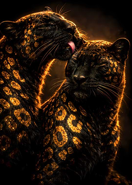 Leopards Couple - Luxury Animal Wall Art - Romantic Gift Decor