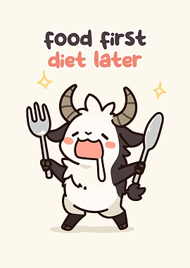 Food First, Diet Later Cartoon