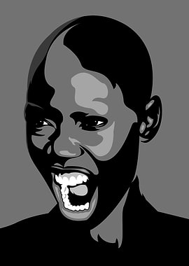 Monochrome Portrait of Woman Screaming